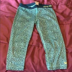 Sea foam green and blue leopard print biker HOLD